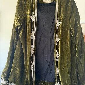Chasing Unicorns Olive Velvet Cape with White Accents